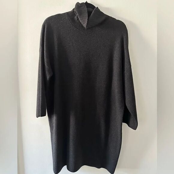 POMANDER PLACE Noir black shimmer Vivianne turtleneck sweater DressXL - Picture 3 of 5
